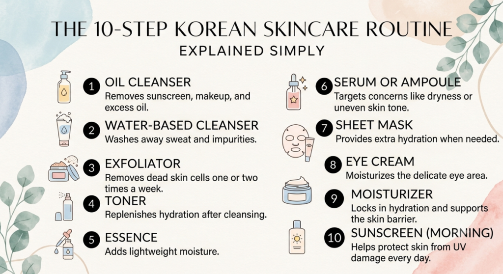 The 10-Step Korean Skincare Routine Infographic